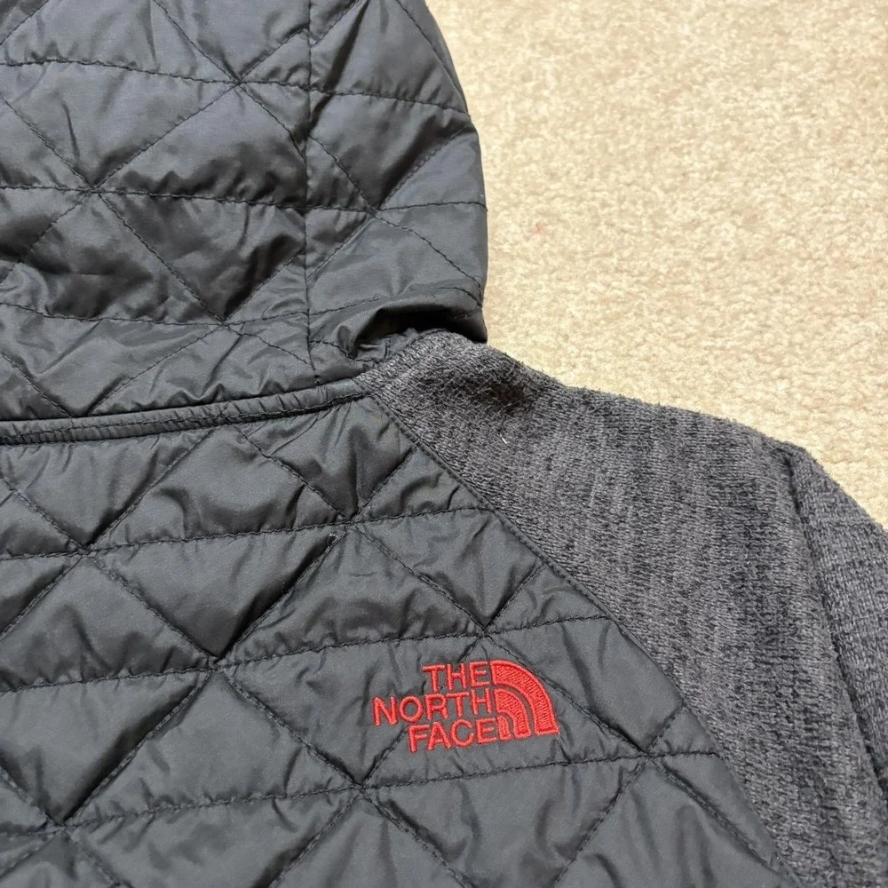 The North Face Jacket Boys Medium 10/12 Black Quilted Fleece Hooded Zip‎ Outdoor